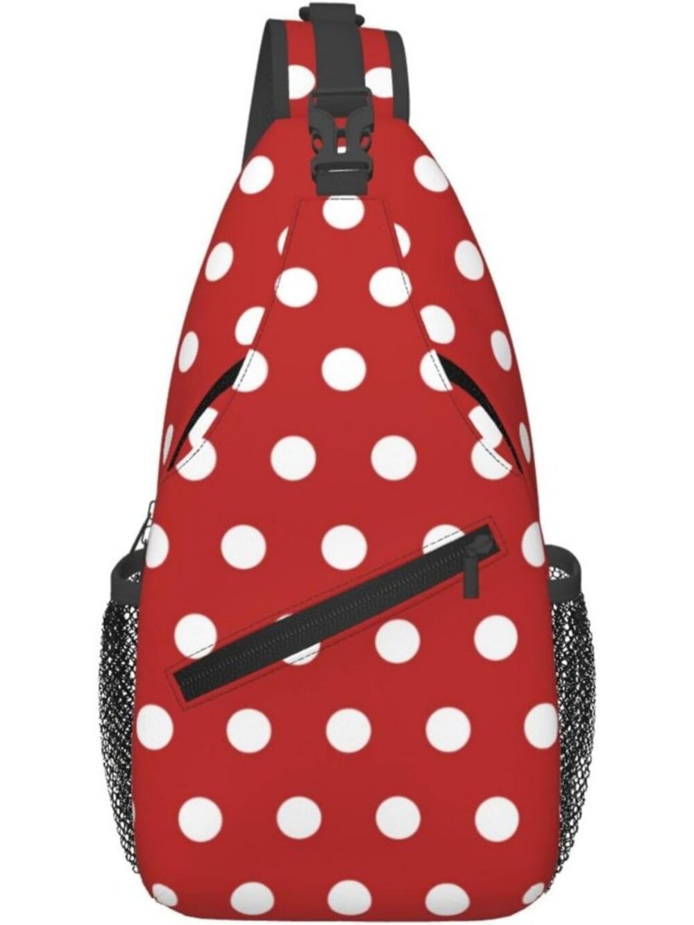 Polka Dot Sling Bag for Women & Men | Crossbody Backpack, Geometric Pattern, Red